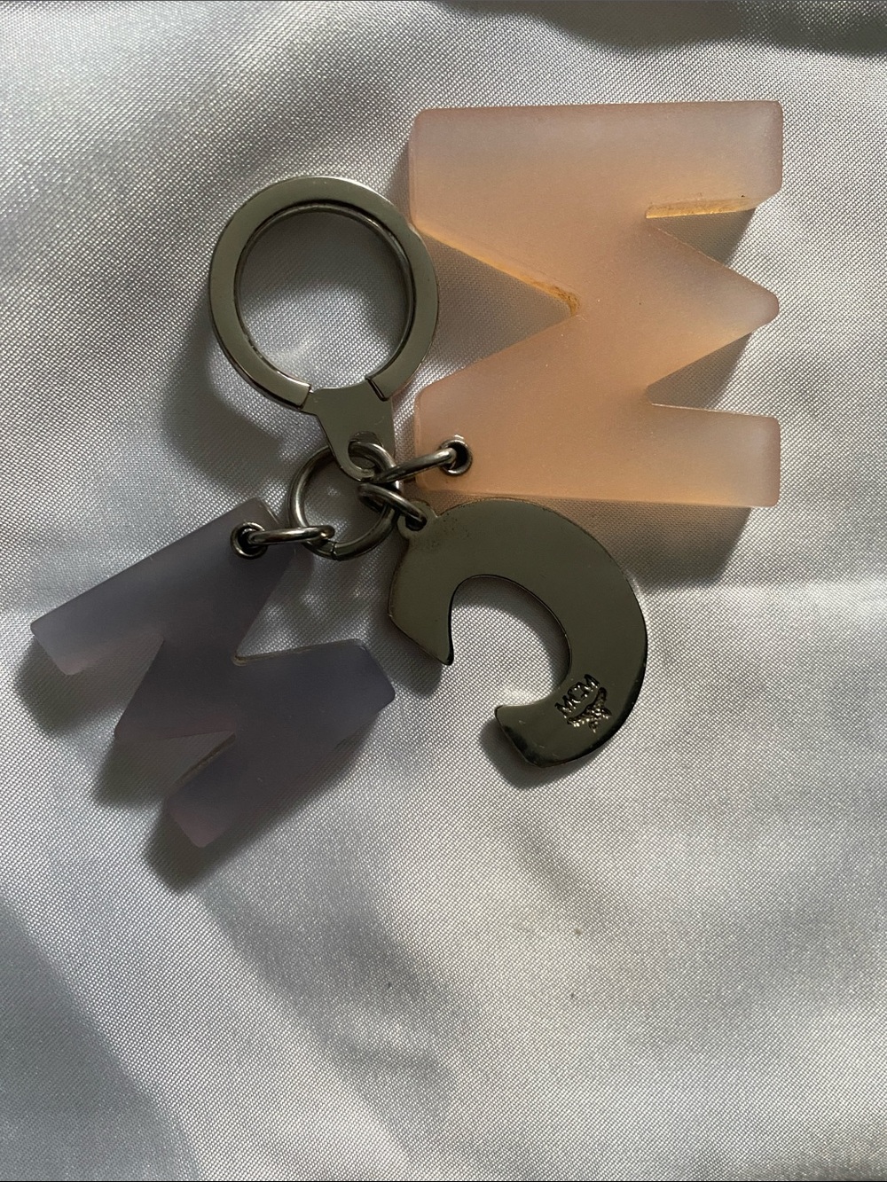MCM Pink Gradient Acrylic Keychain with Silver 'C' Charm - Picture 3 of 6
